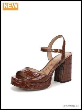 Platform Heeled Sandals Leather Buckle Ankle Strap Evening